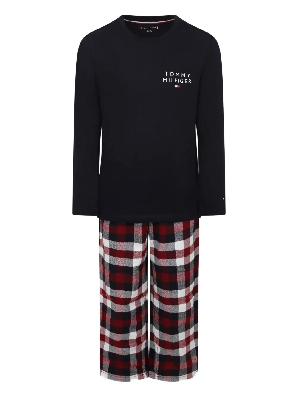 Tommy Hilfiger Junior Geruite pyjama met logoprint Blauw