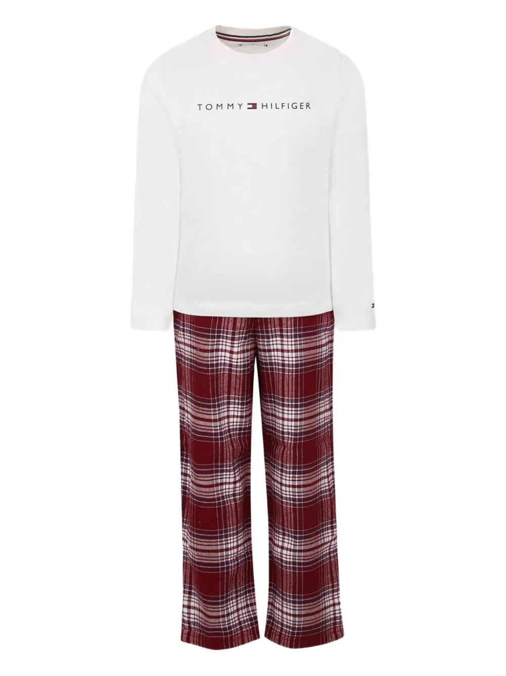 Tommy Hilfiger Junior Geruite pyjama met logoprint Wit