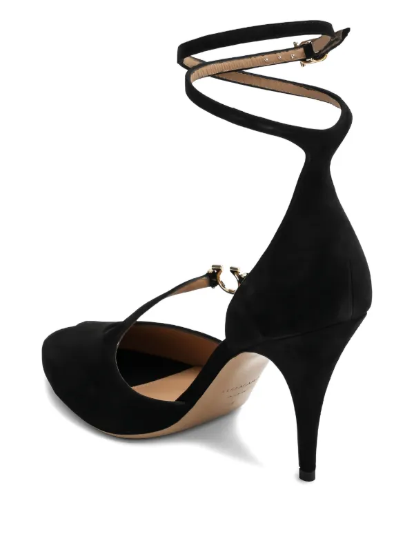 Ferragamo 95mm Molly ankle-wrap peep-toe Pumps | Black | FARFETCH