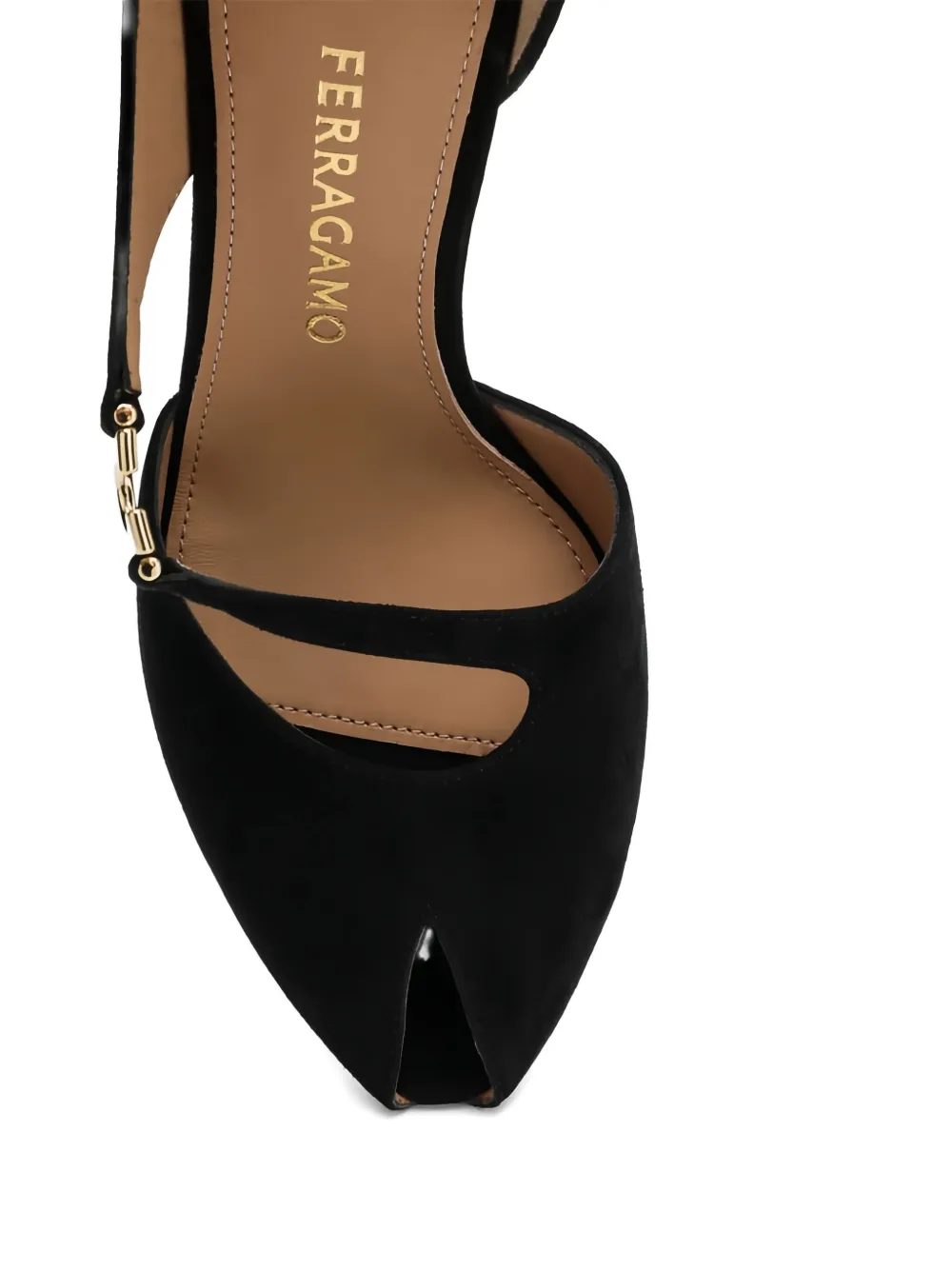 Ferragamo 95mm Molly ankle-wrap peep-toe pumps Black