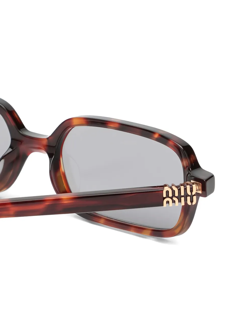 Miu Eyewear Zonnebril met rechthoekig montuur en schildpadschild-effect Bruin