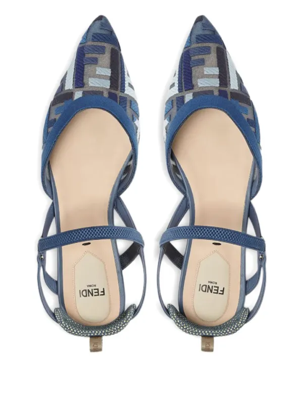 FENDI Colibri Lite Slingback Sandals | Blue | FARFETCH ID