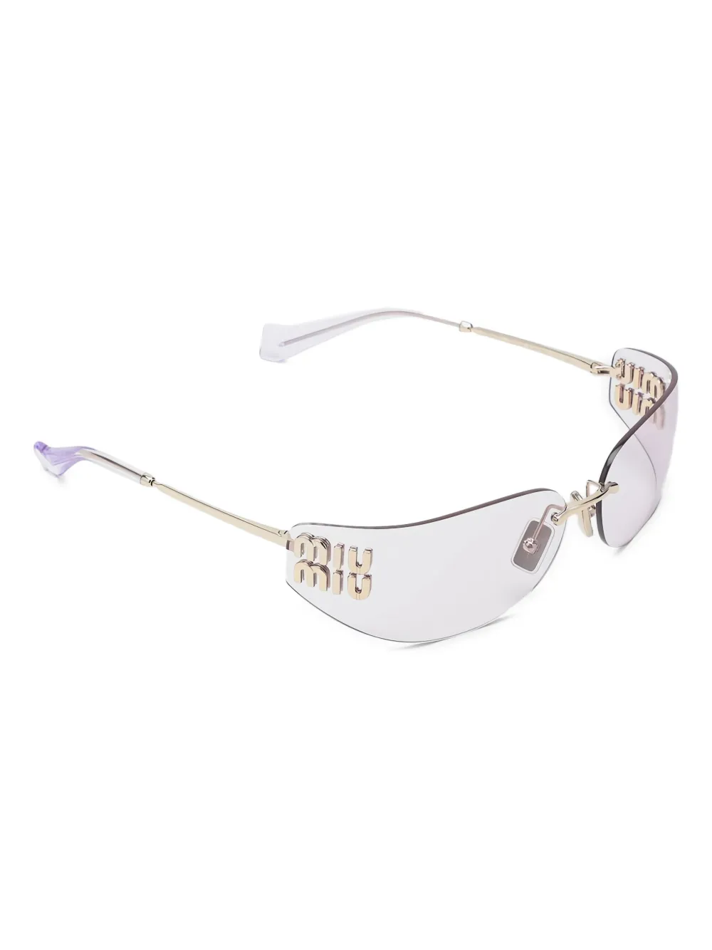 Miu Miu Eyewear Zonnebril met randloos montuur en logo - Goud