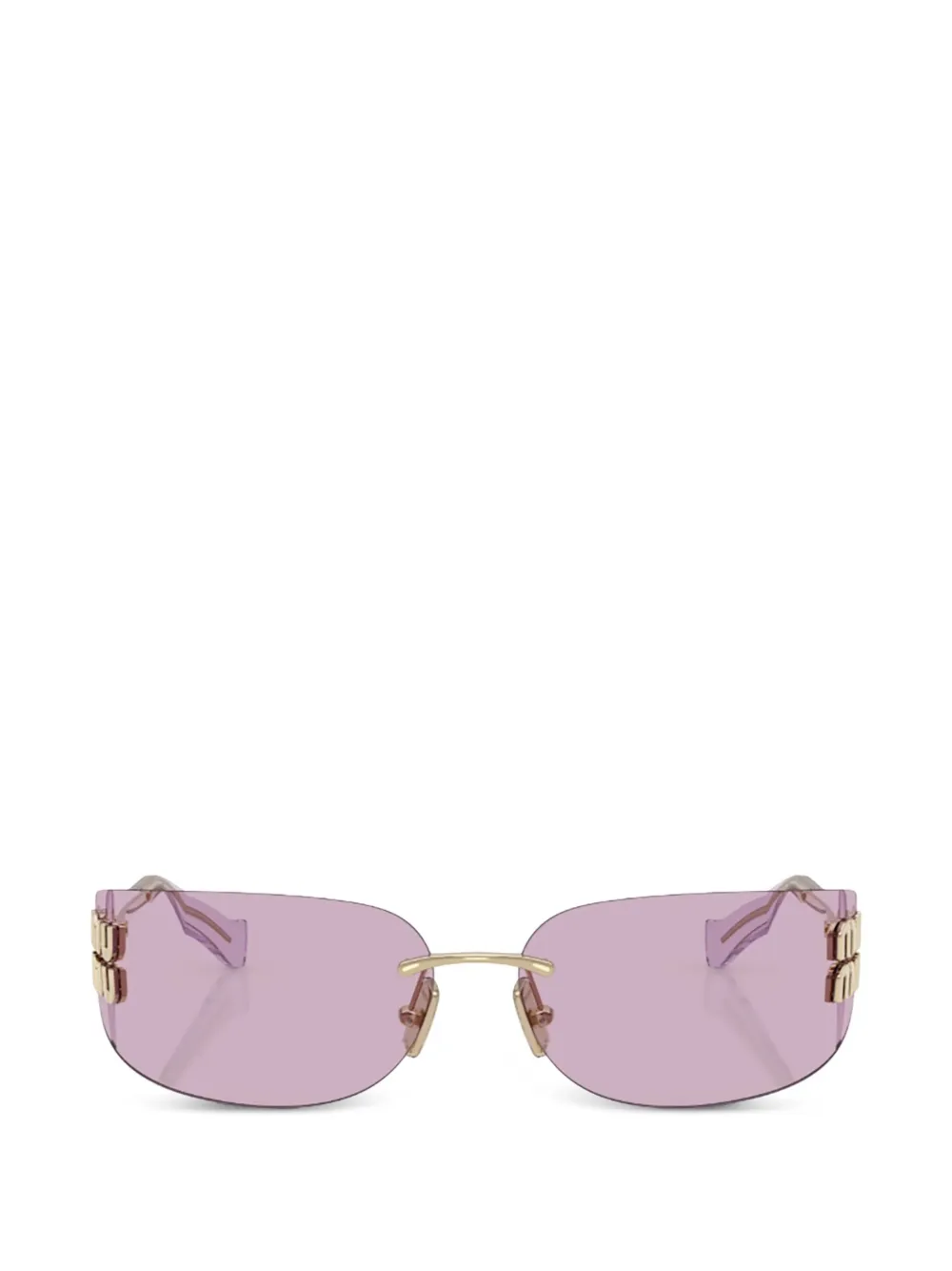 Miu Eyewear Zonnebril met randloos montuur en logo Goud