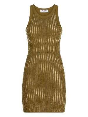 agr knit dress Striped Crochet | Green model-natalie
