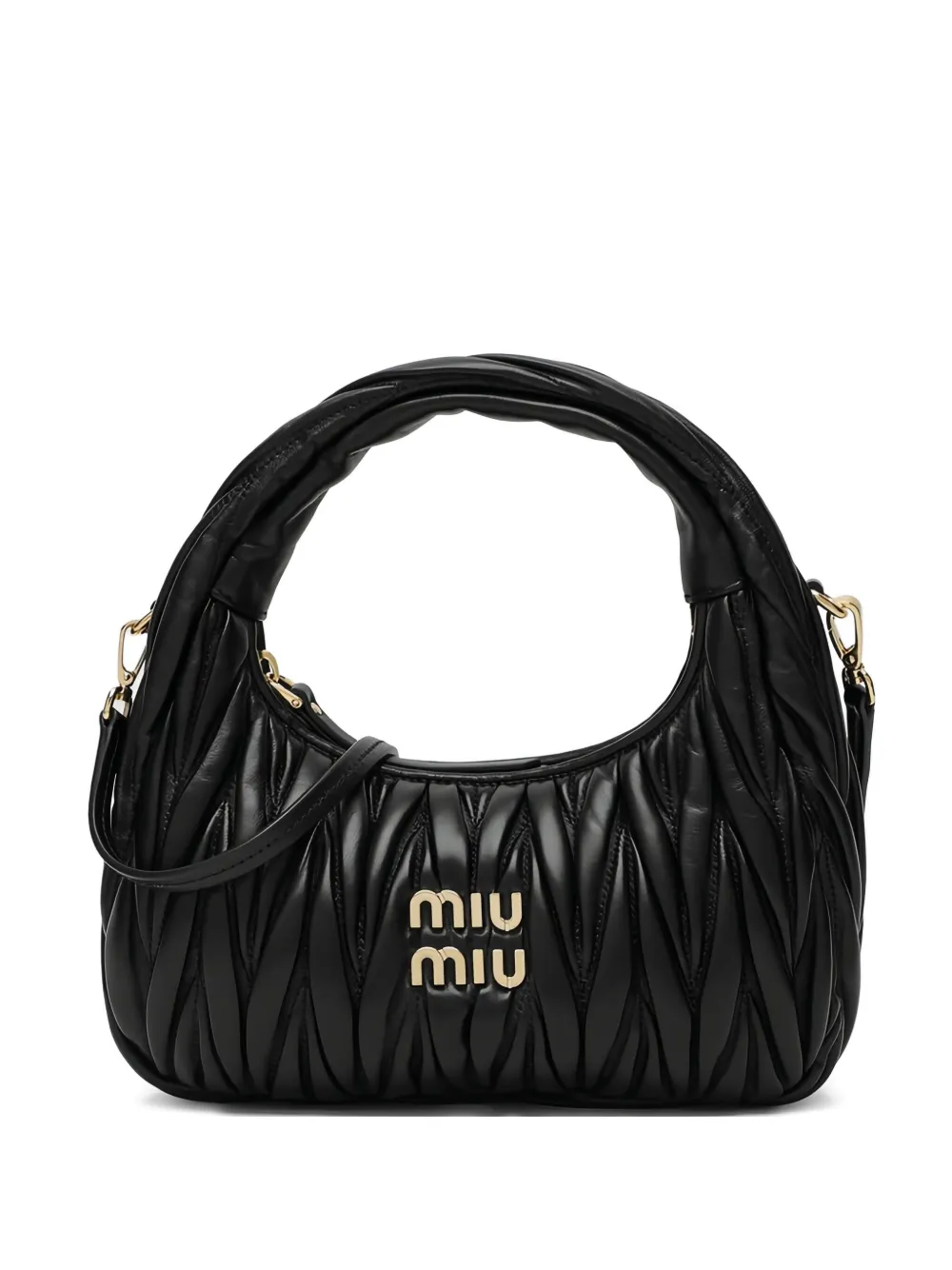 Miu Wander geplooide tas met handgreep Zwart