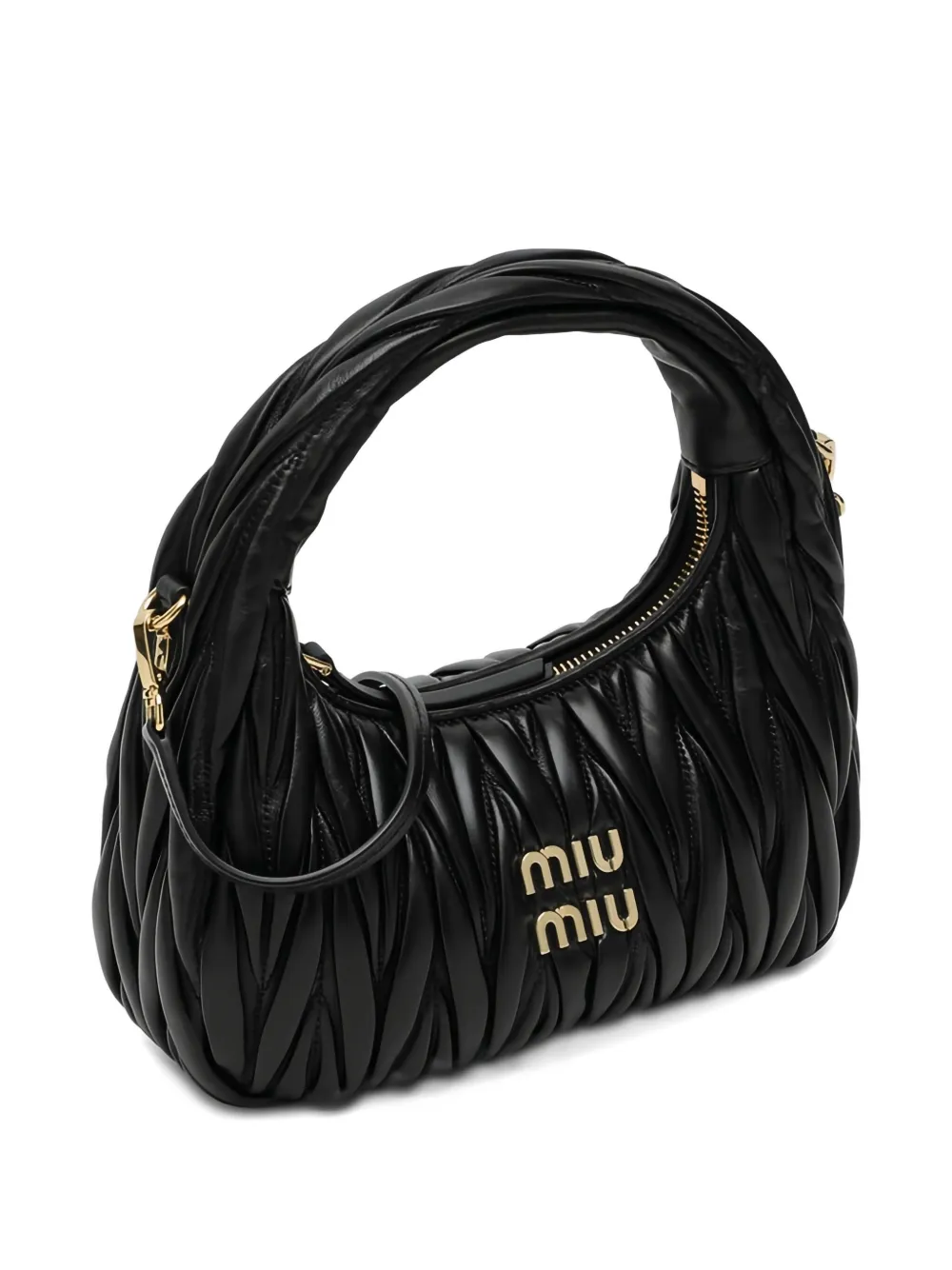 Miu Wander geplooide tas met handgreep Zwart