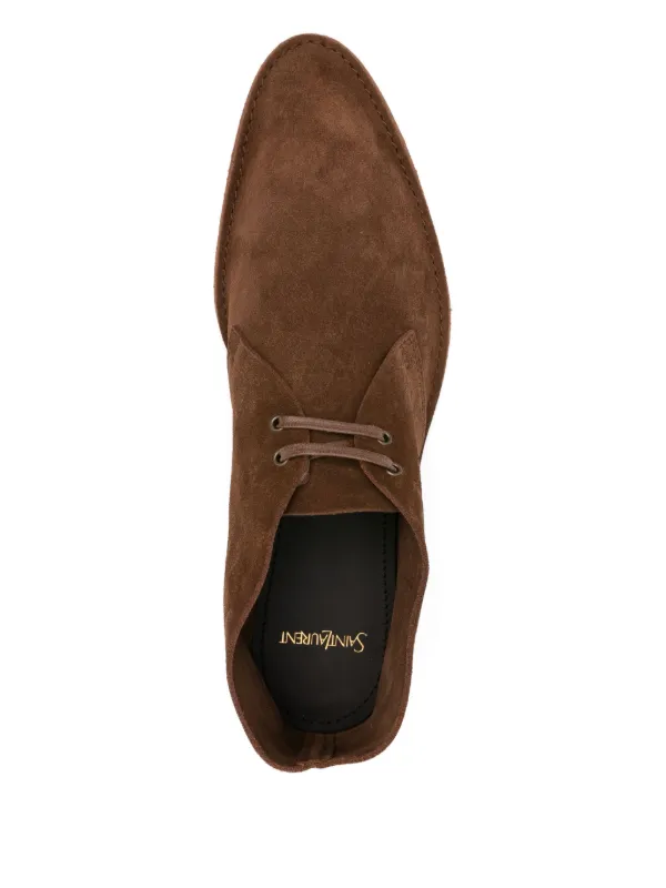 Yves Saint Laurent Men\'s Suede Chukka Boots in Light Brown Unboxing Saint Laurent Oran Chukka Tan Suede Boots | TikTok main image 3