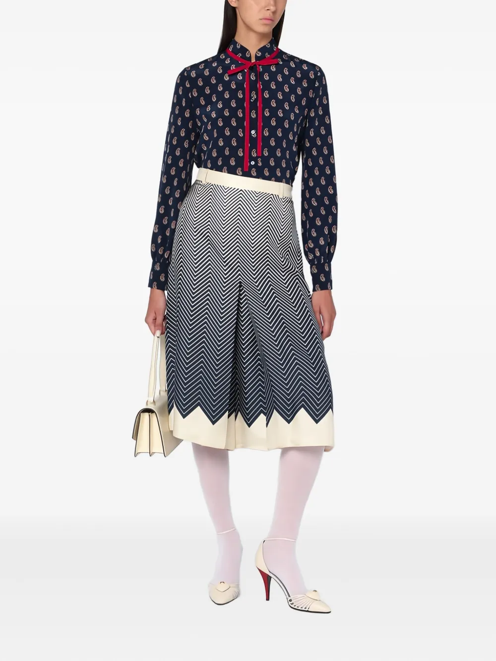 Valentino Garavani Zijden midi-rok met plooien - Wit