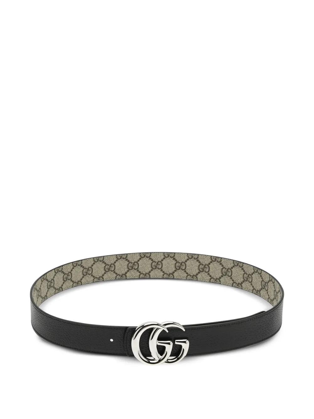 Gucci Gg Supreme Leather Reversible Belt In Black