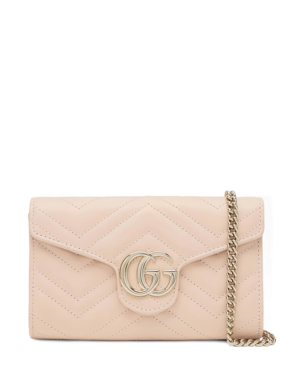 Gucci Mini Chevron-quilted Signature Double G Shoulder Bag In Pink
