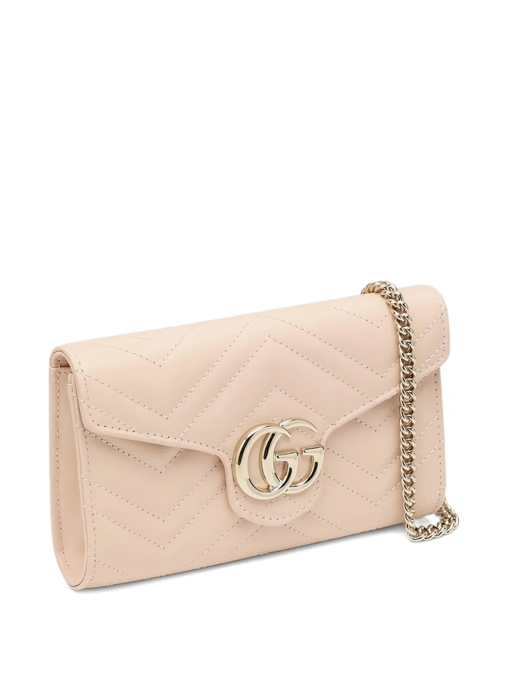 Gucci Mini Chevron-quilted Signature Double G Shoulder Bag In Pink