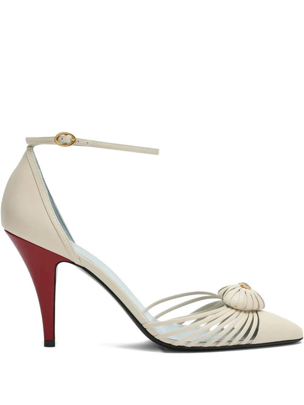 Valentino Garavani 10mm heart-plaque leather pumps Neutrals
