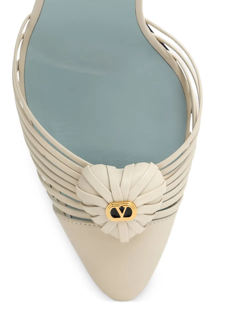 Valentino Garavani 10mm heart-plaque leather pumps Neutrals