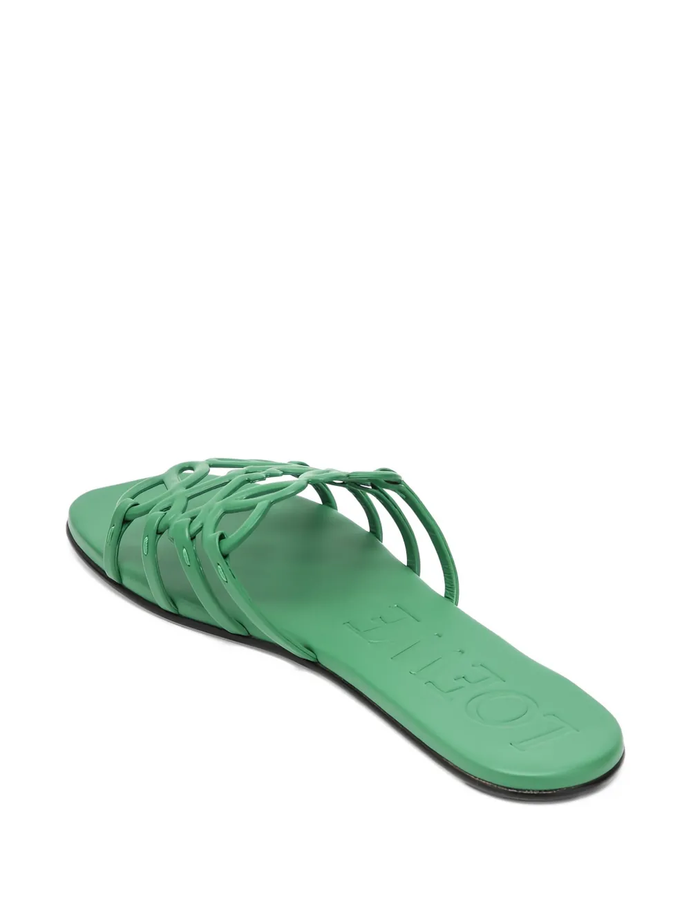 Loewe Petal Anagram Leather Flat Sandals In Green