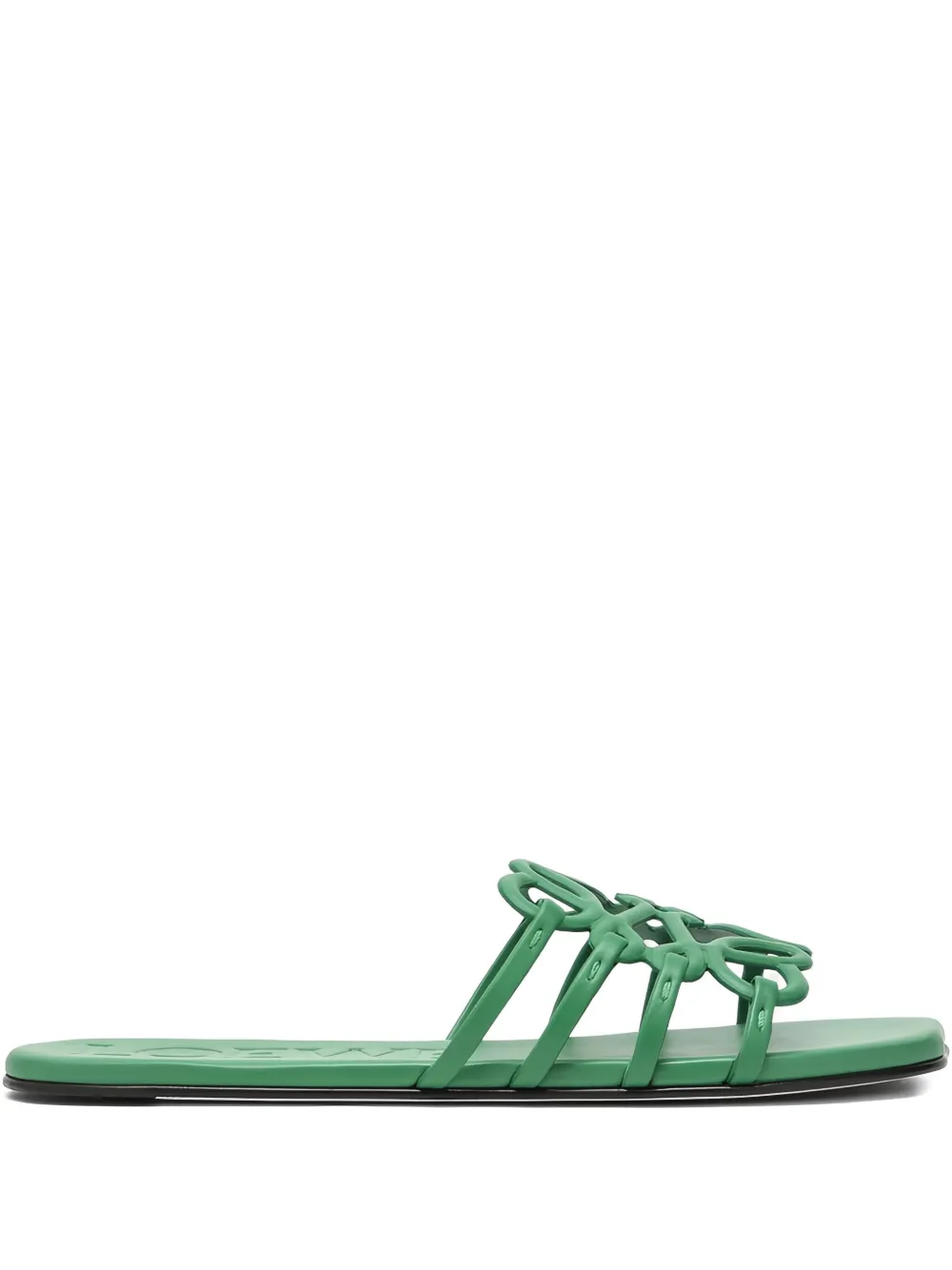LOEWE Petal Anagram leather flat sandals Green