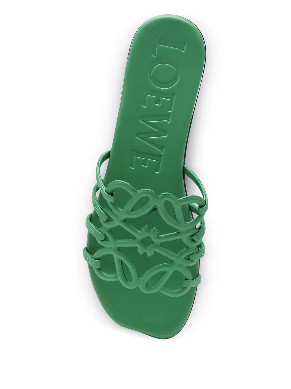 Loewe Petal Anagram Leather Flat Sandals In Green