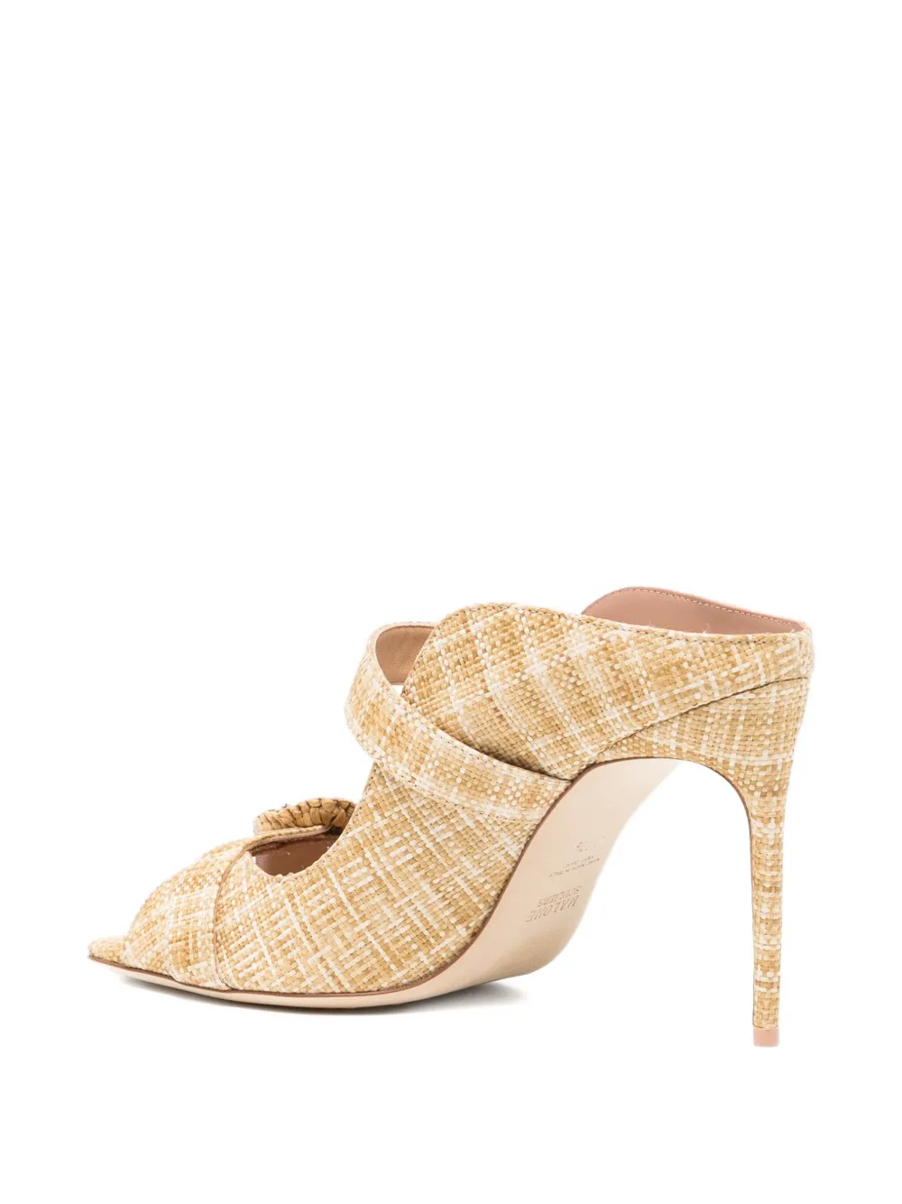 Malone Souliers 100 mm raffia sandalen met gesp Beige