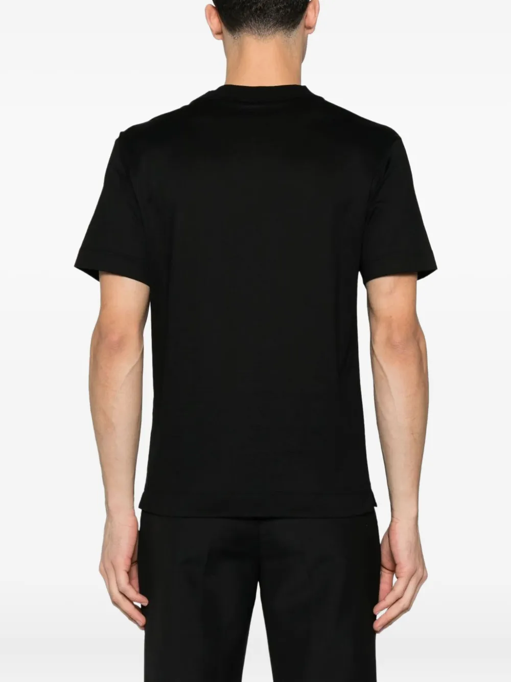 Tagliatore Short Sleeve Round Neck Plain T-shirt In Black