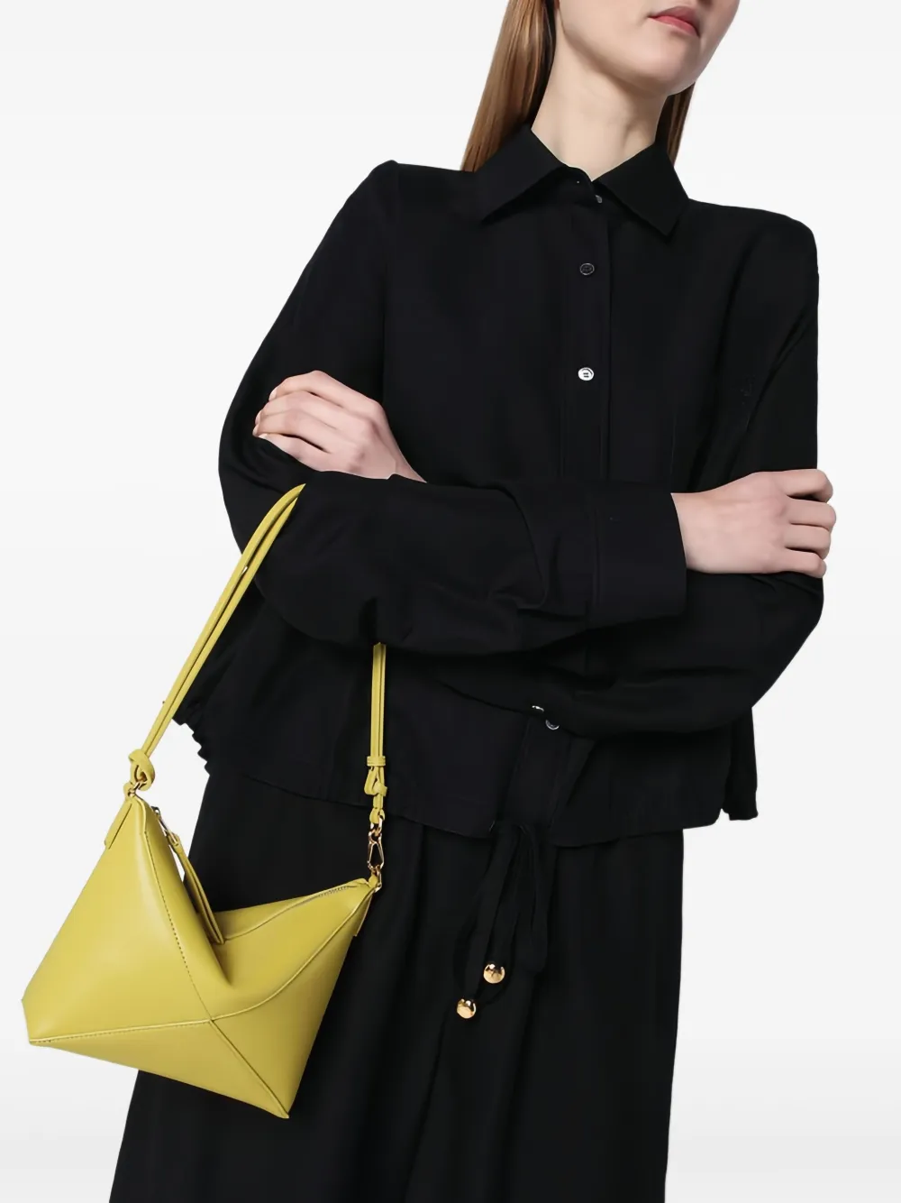 Loewe Puzzle Fold Geometric-zip Shoulder Bag In Yellow