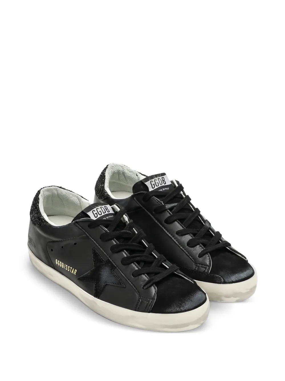 Golden Goose SuperStar glitter-trim sneakers - Zwart