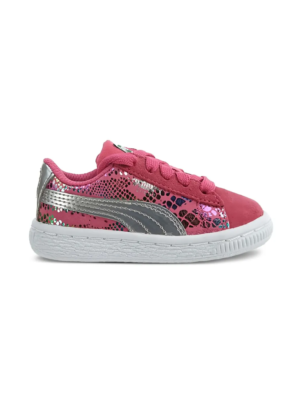 Puma Kids snakeskin-print suede trainers Pink