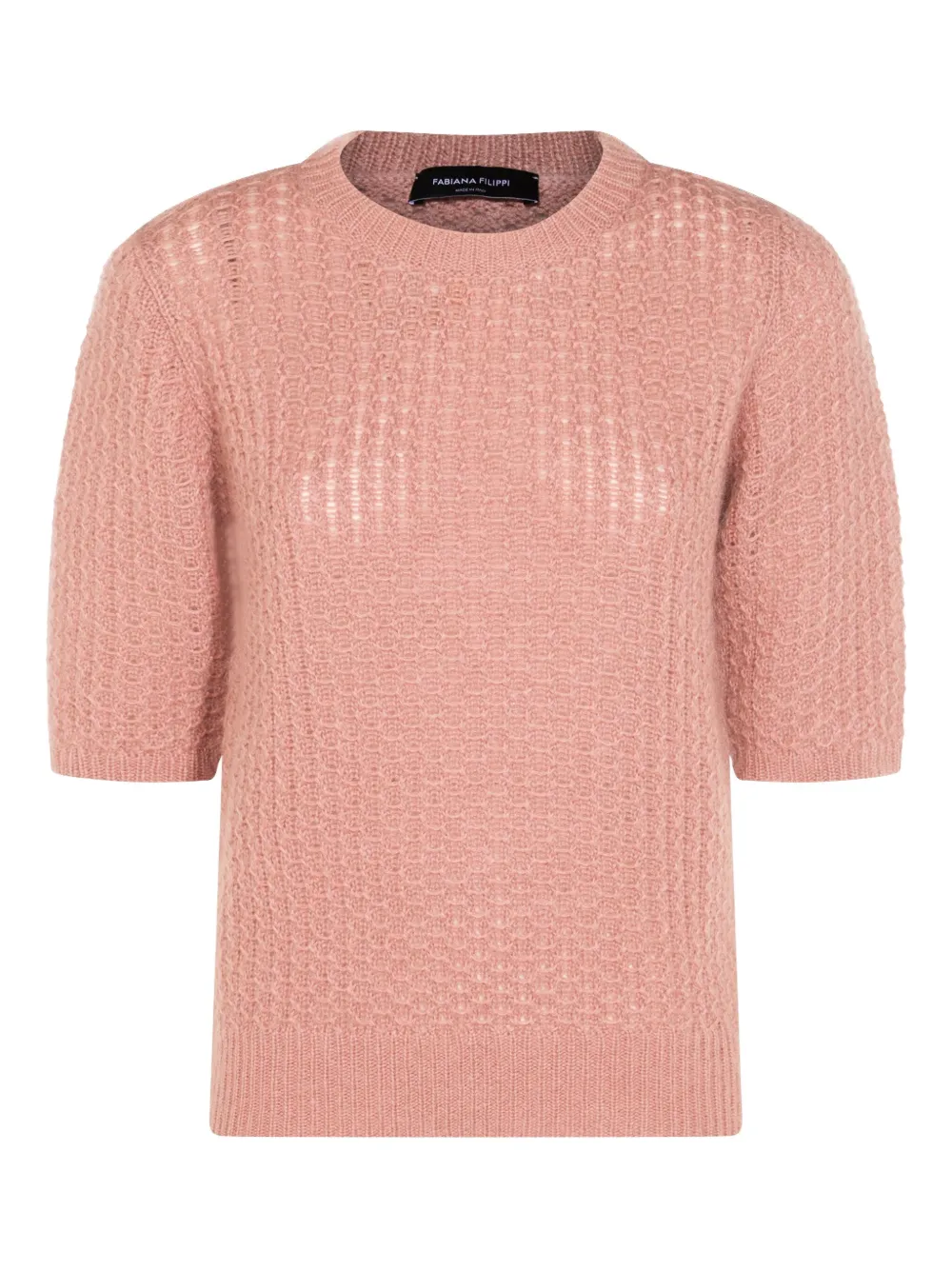textured short-sleeve sweater