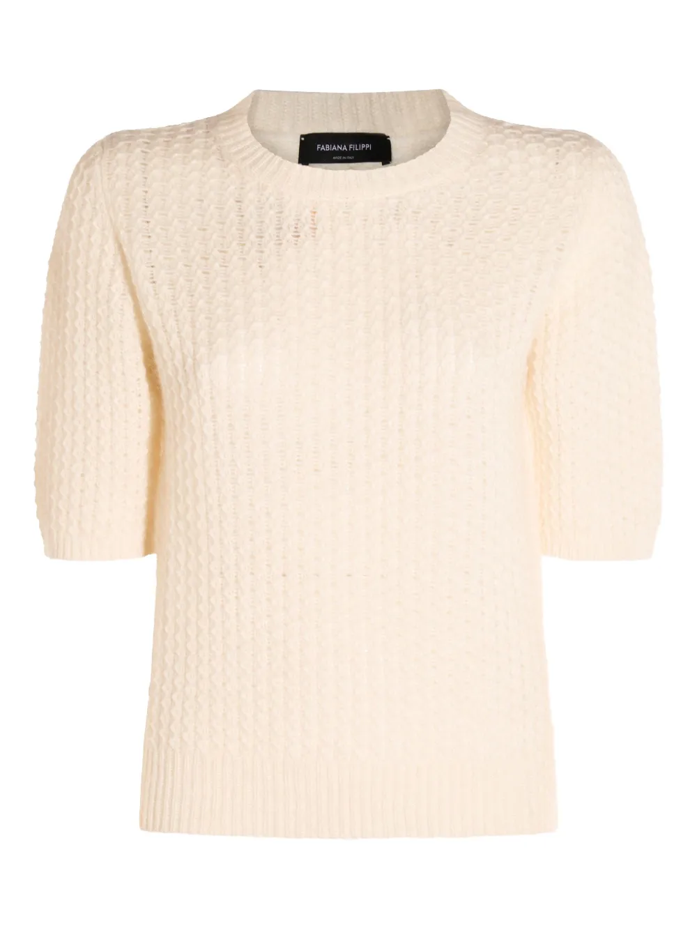 textured short-sleeved sweater