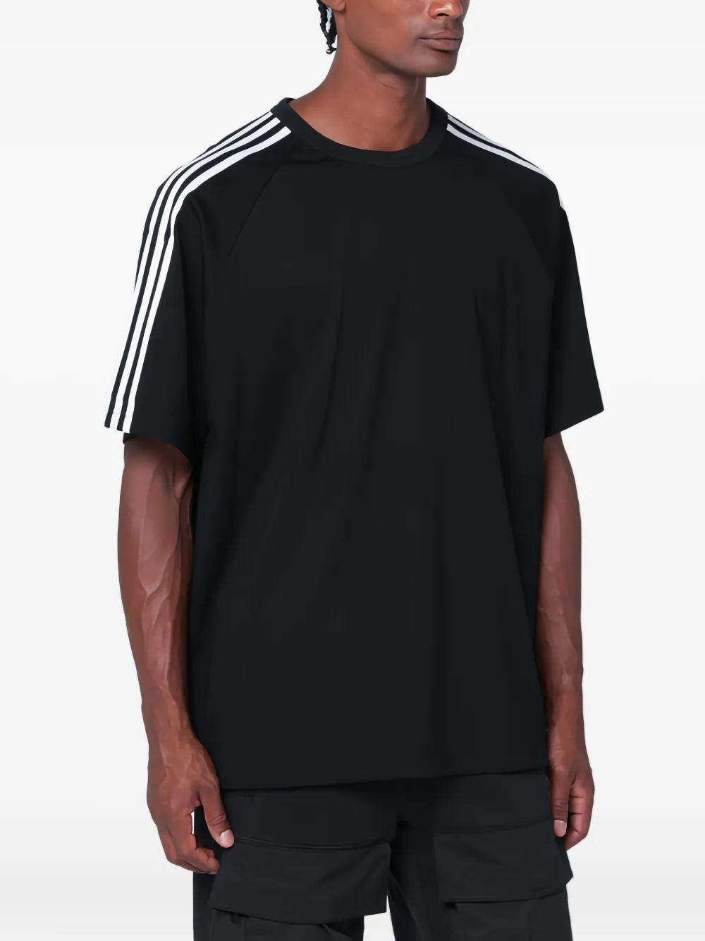 Y-3 T-shirt met raglan mouwen en 3 strepen BLACK