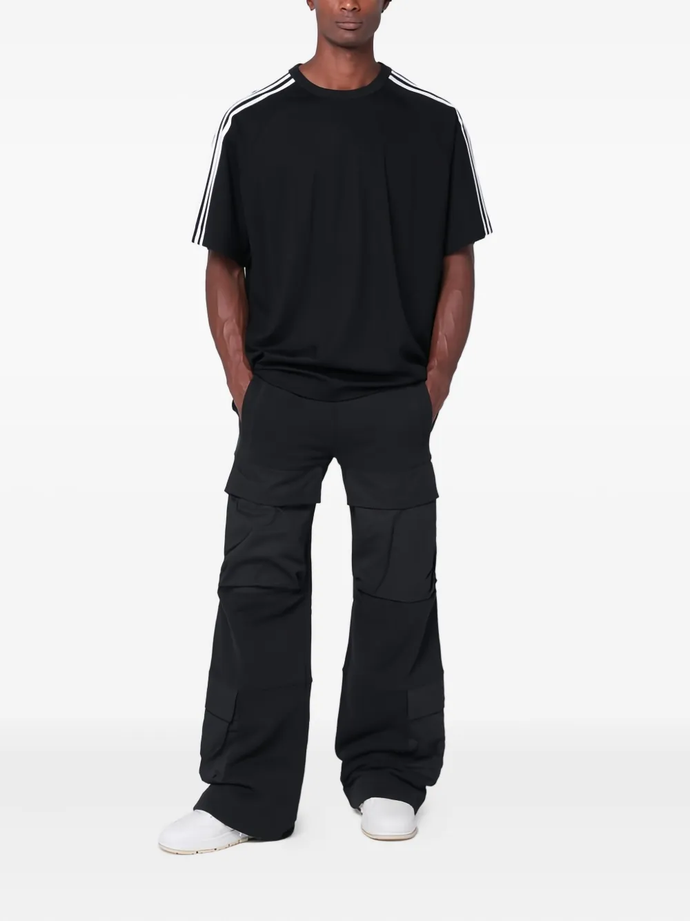 Y-3 T-shirt met raglan mouwen en 3 strepen BLACK