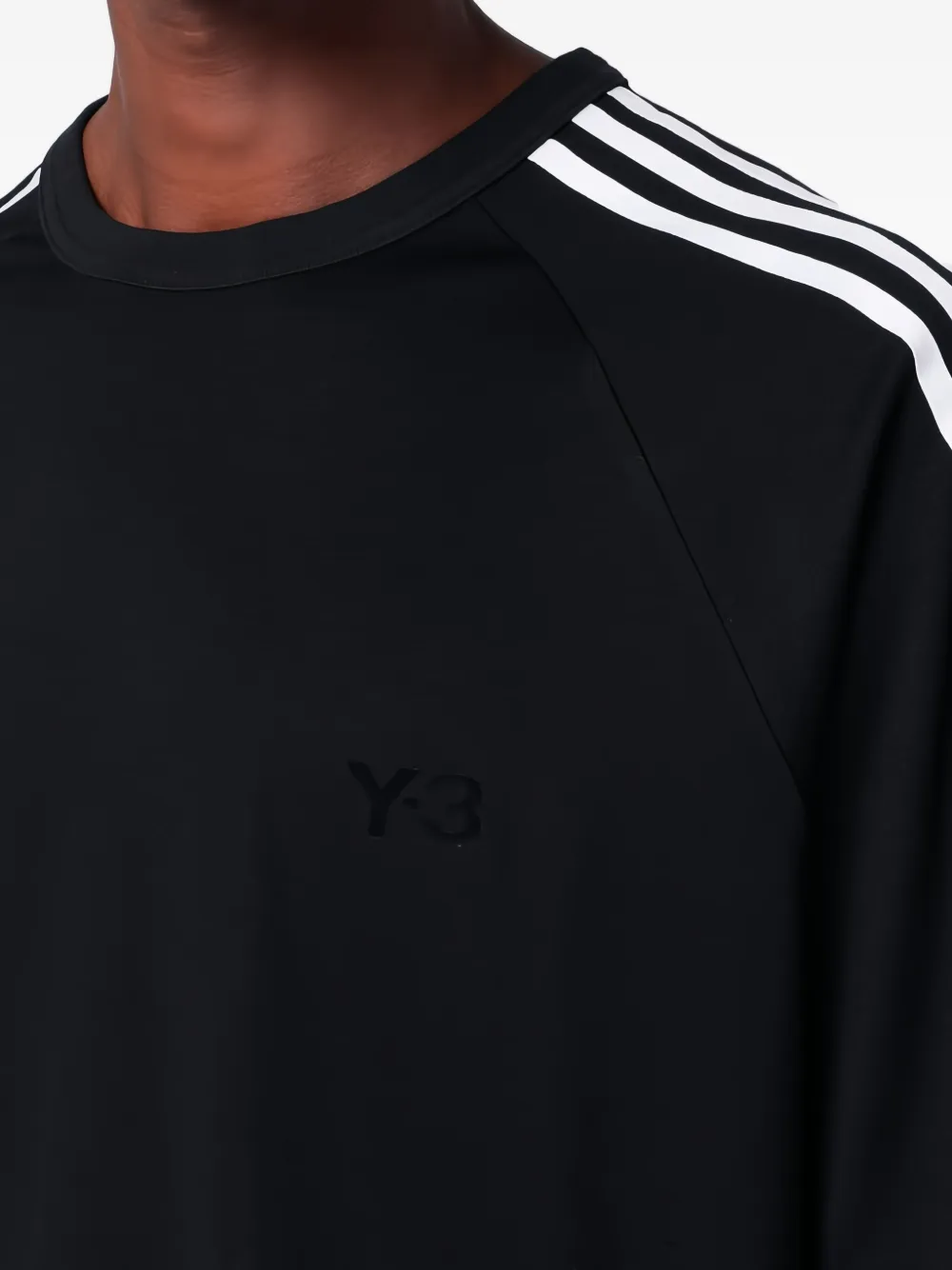 Y-3 T-shirt met raglan mouwen en 3 strepen BLACK
