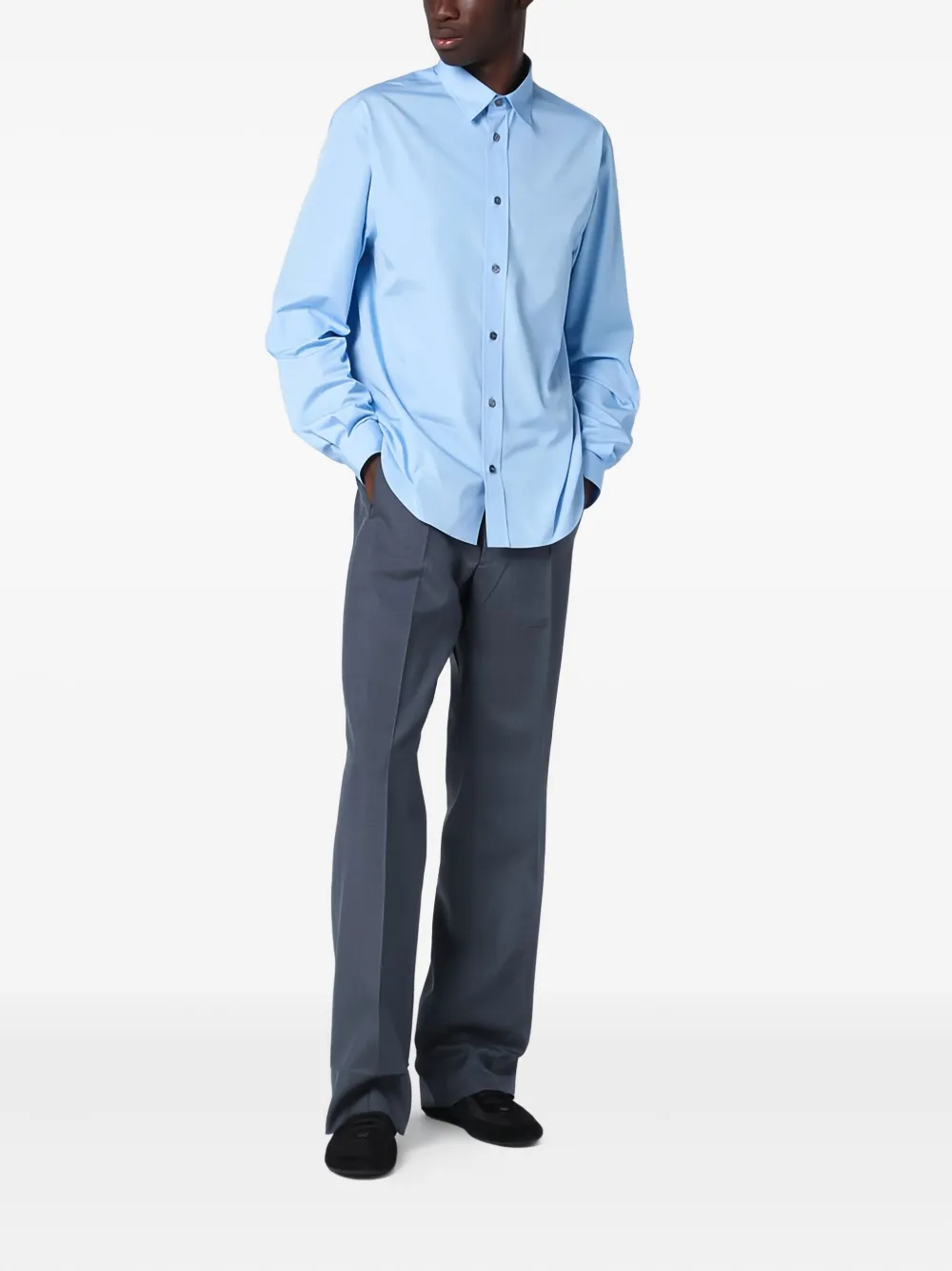 Prada Overhemd met geborduurd logo Blauw