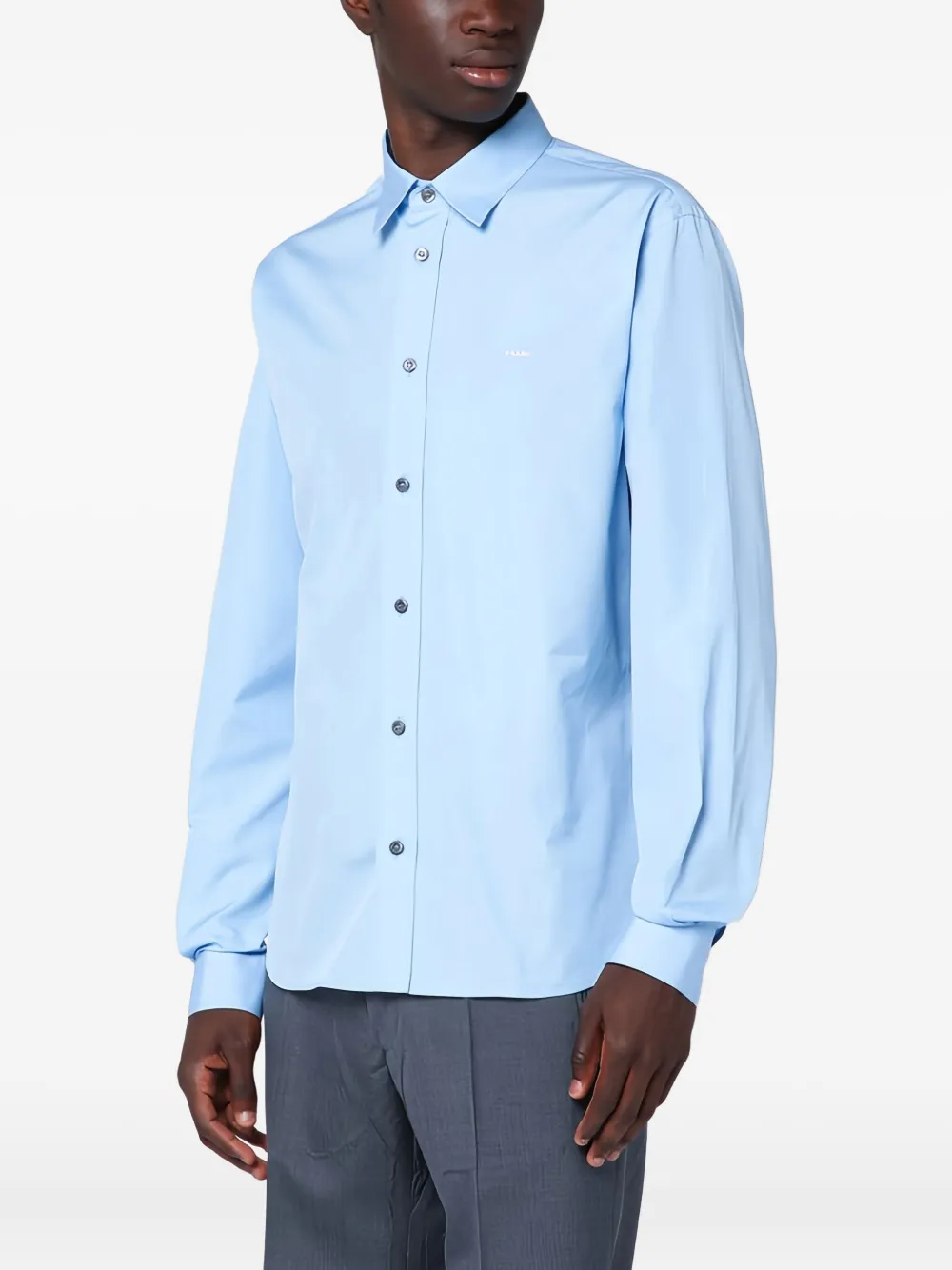 Prada Overhemd met geborduurd logo Blauw