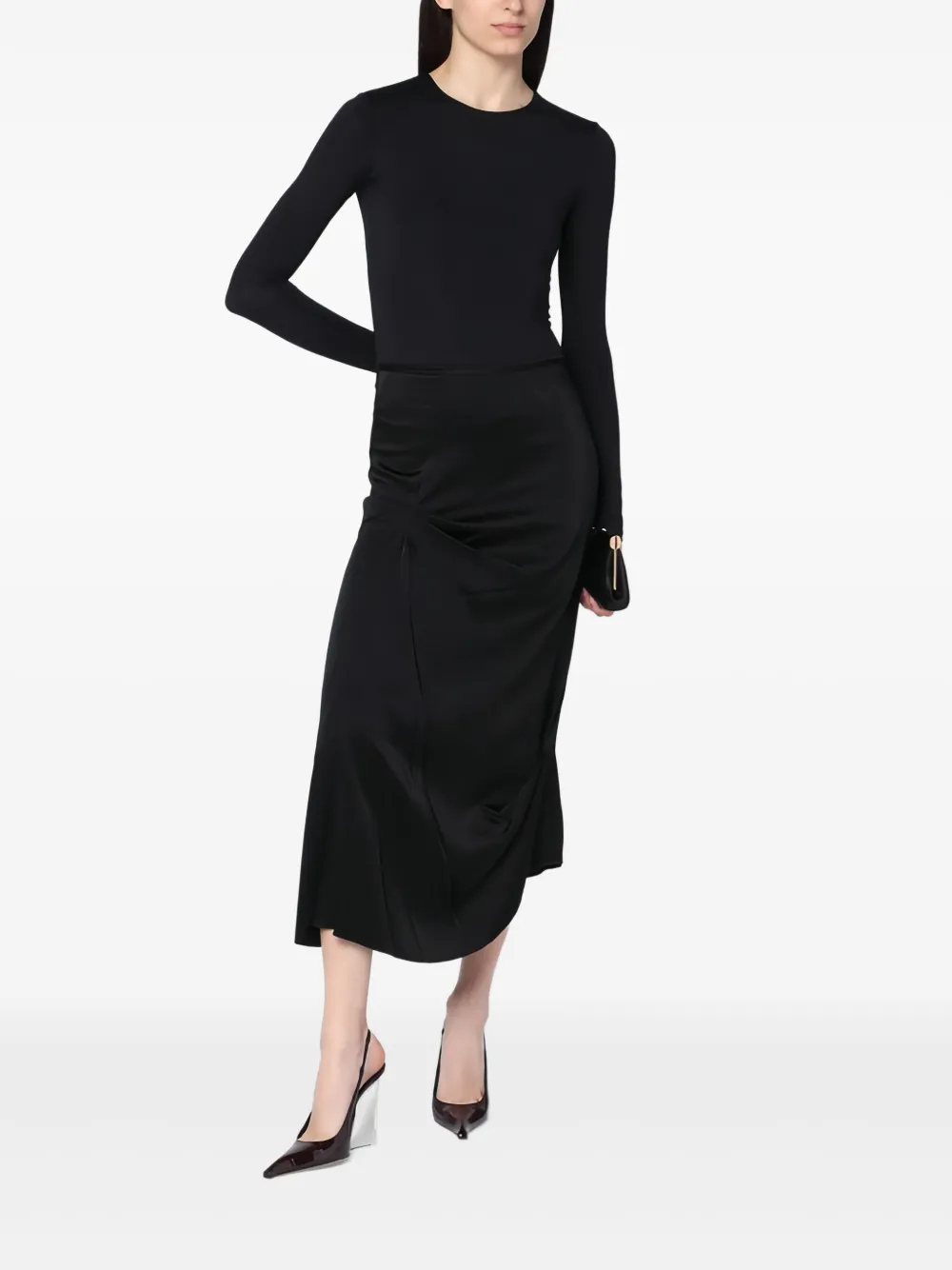 Victoria Beckham Gedrapeerde midi-rok Zwart