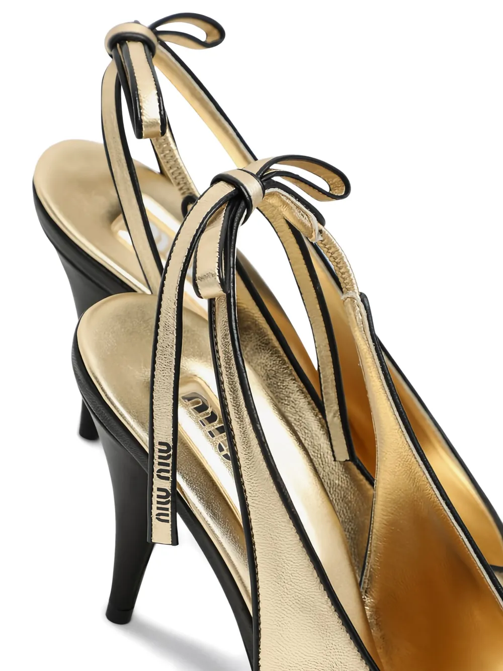 Miu 85 mm slingback pumps met open neus Goud