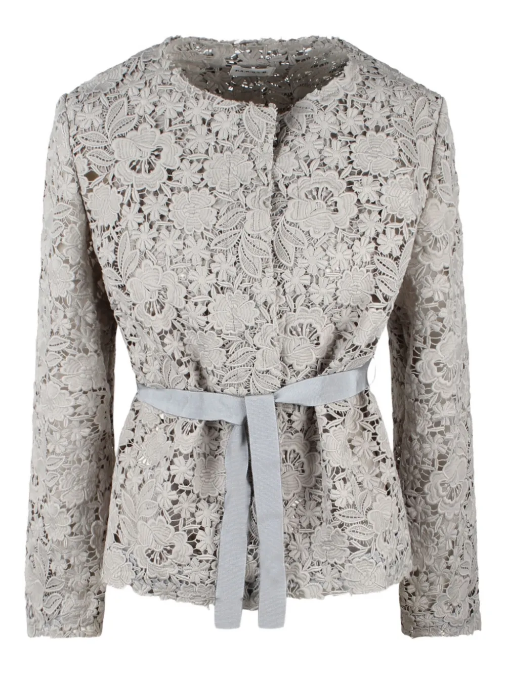 P.A.R.O.S.H. chamarra Peonia con superposición de encaje y cinturón | gris | Image 1