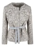 P.A.R.O.S.H. Peonia lace overlay belted jacket - Grey