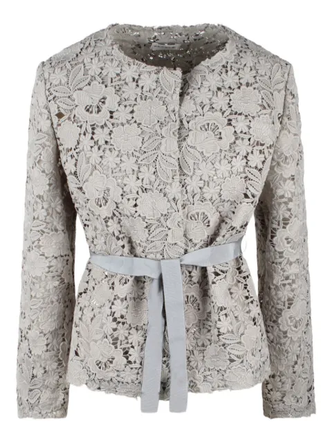 P.A.R.O.S.H. Peonia lace overlay belted jacket