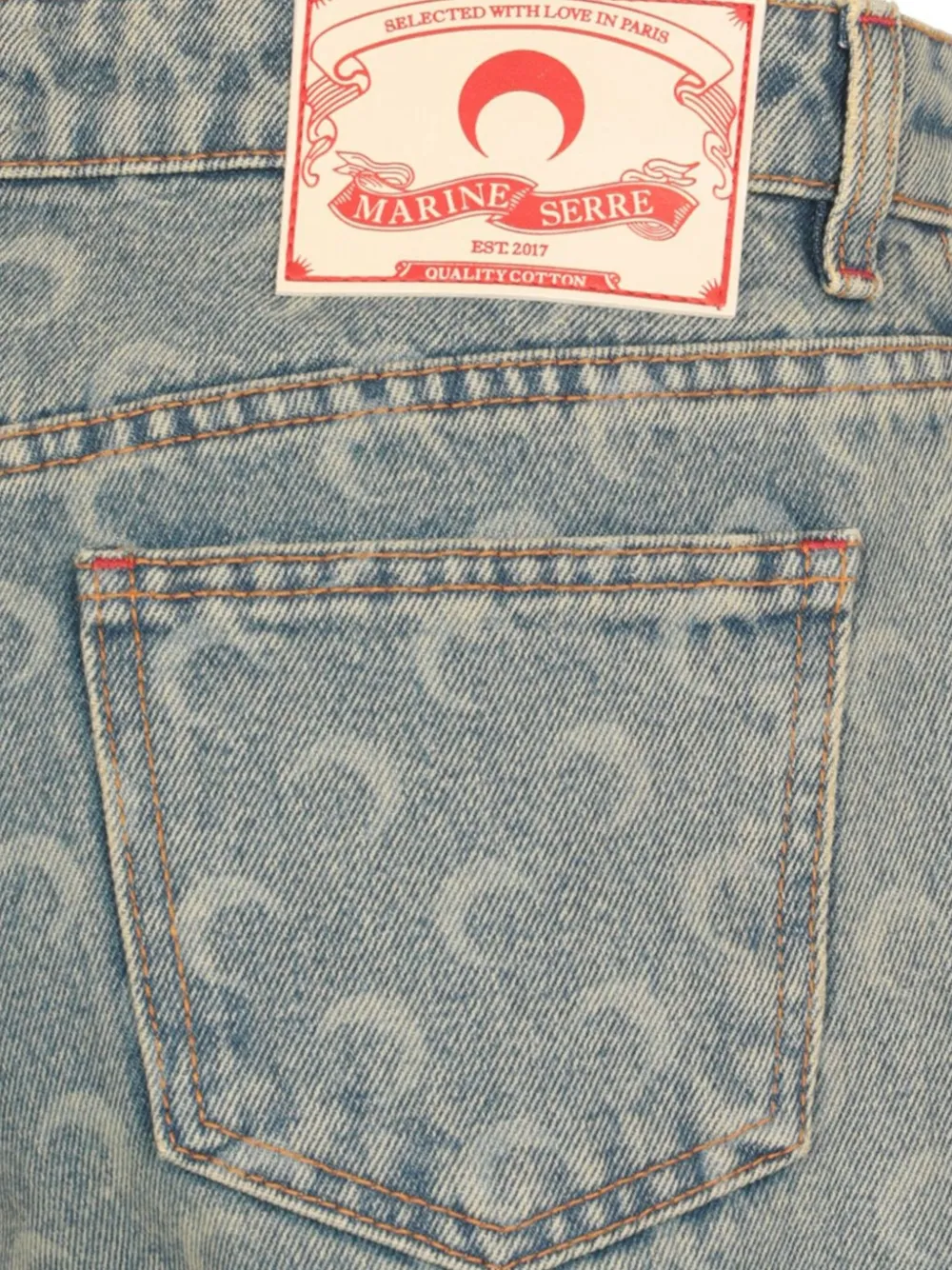 Marine Serre Jeans van biologisch katoen Beige