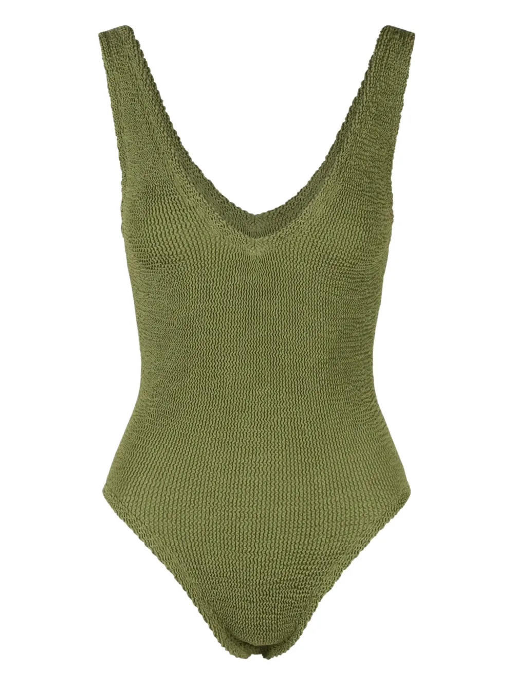 V-neck crinkle-effect swimsuit