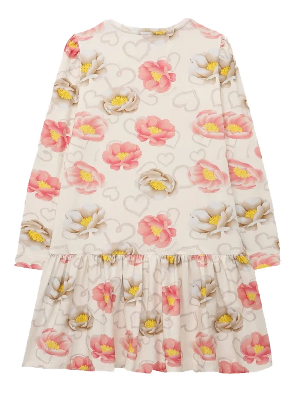 Monnalisa floral-print long-sleeve dress Beige