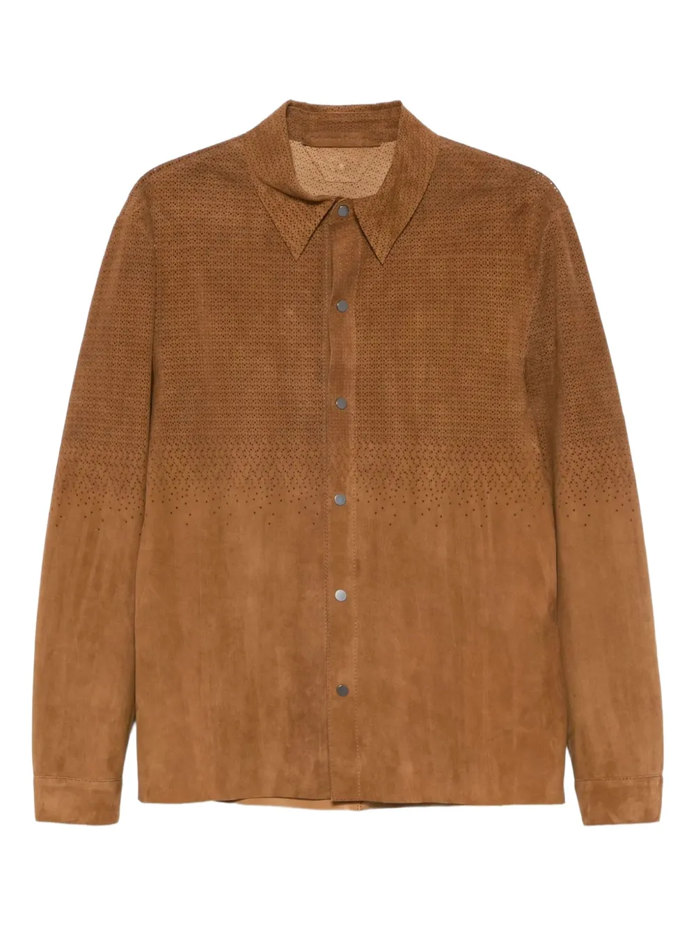 Salvatore Santoro Perforated Suede Shirt Jacket In Brown