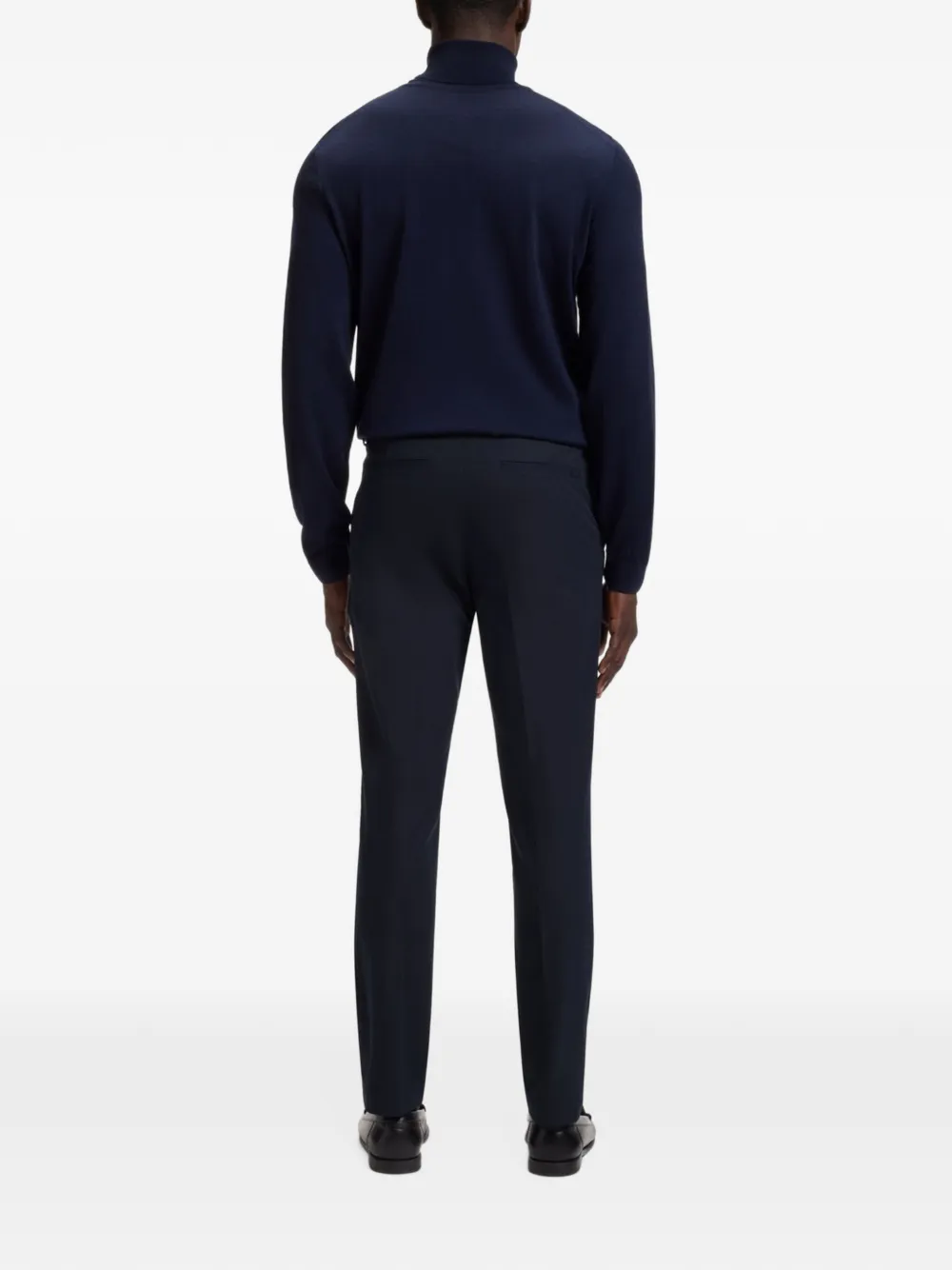 BOSS Straight broek van katoenblend Blauw