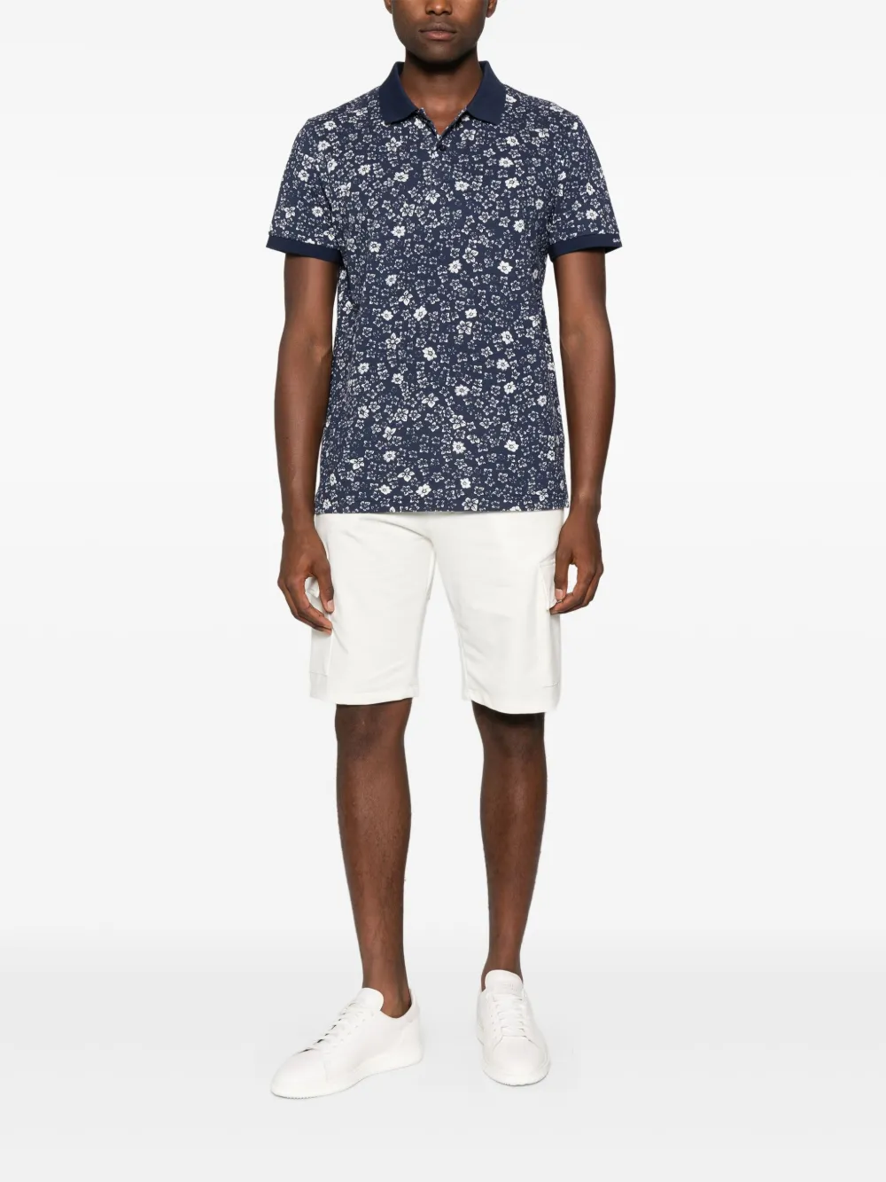 Gant Poloshirt met bloemenprint - Blauw