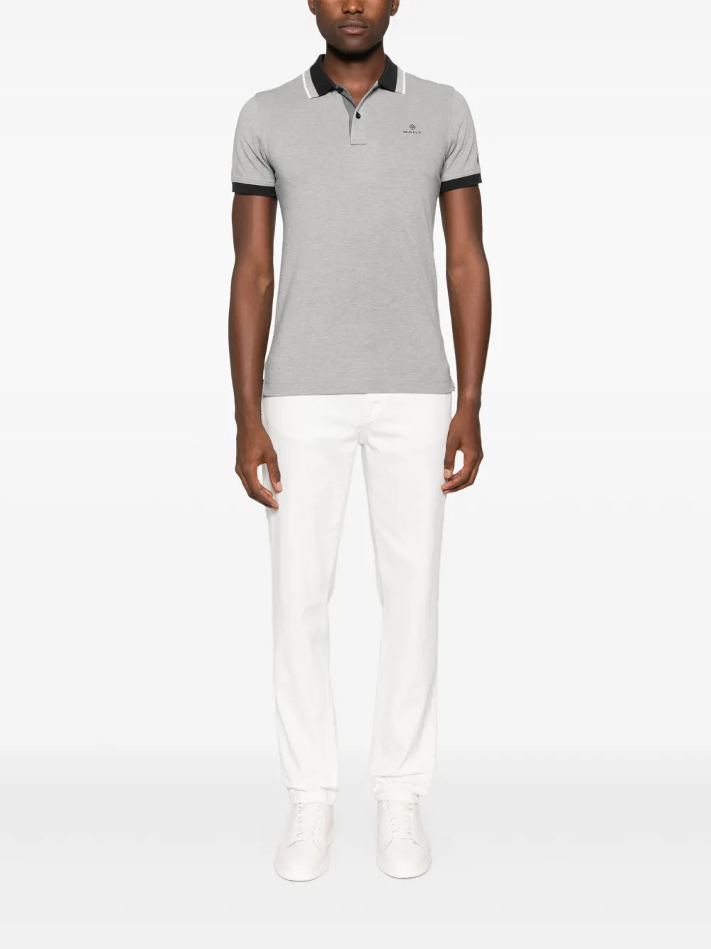 Gant Poloshirt met geborduurd logo - Grijs