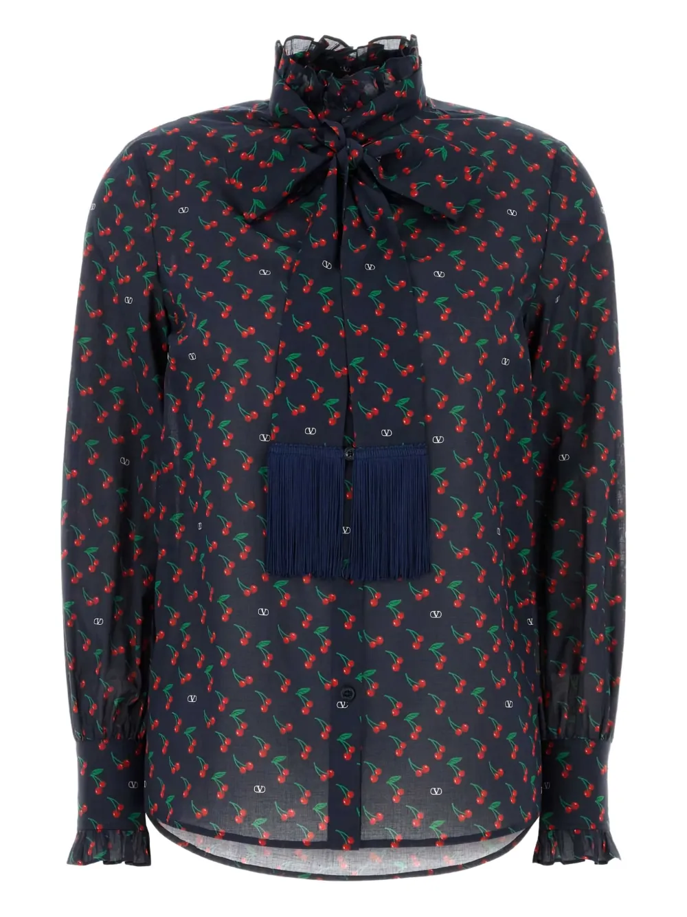 VALENTINO CHERRY-PRINT RUFFLED SHIRT