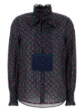 Valentino Garavani cherry-print ruffled shirt - Blue