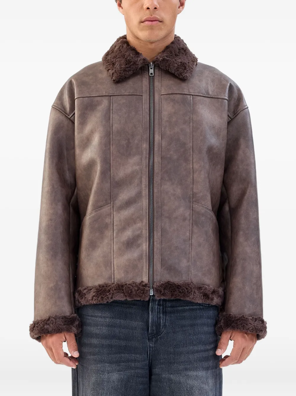 Unreal Fur faux fur-collar jacket Bruin