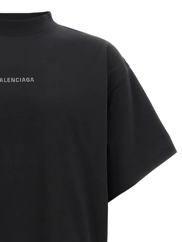 【BALENCIAGA】ブラック ラインストーン Tシャツ Balenciaga ラインストーン Tシャツ | ブラック | FARFETCH JP