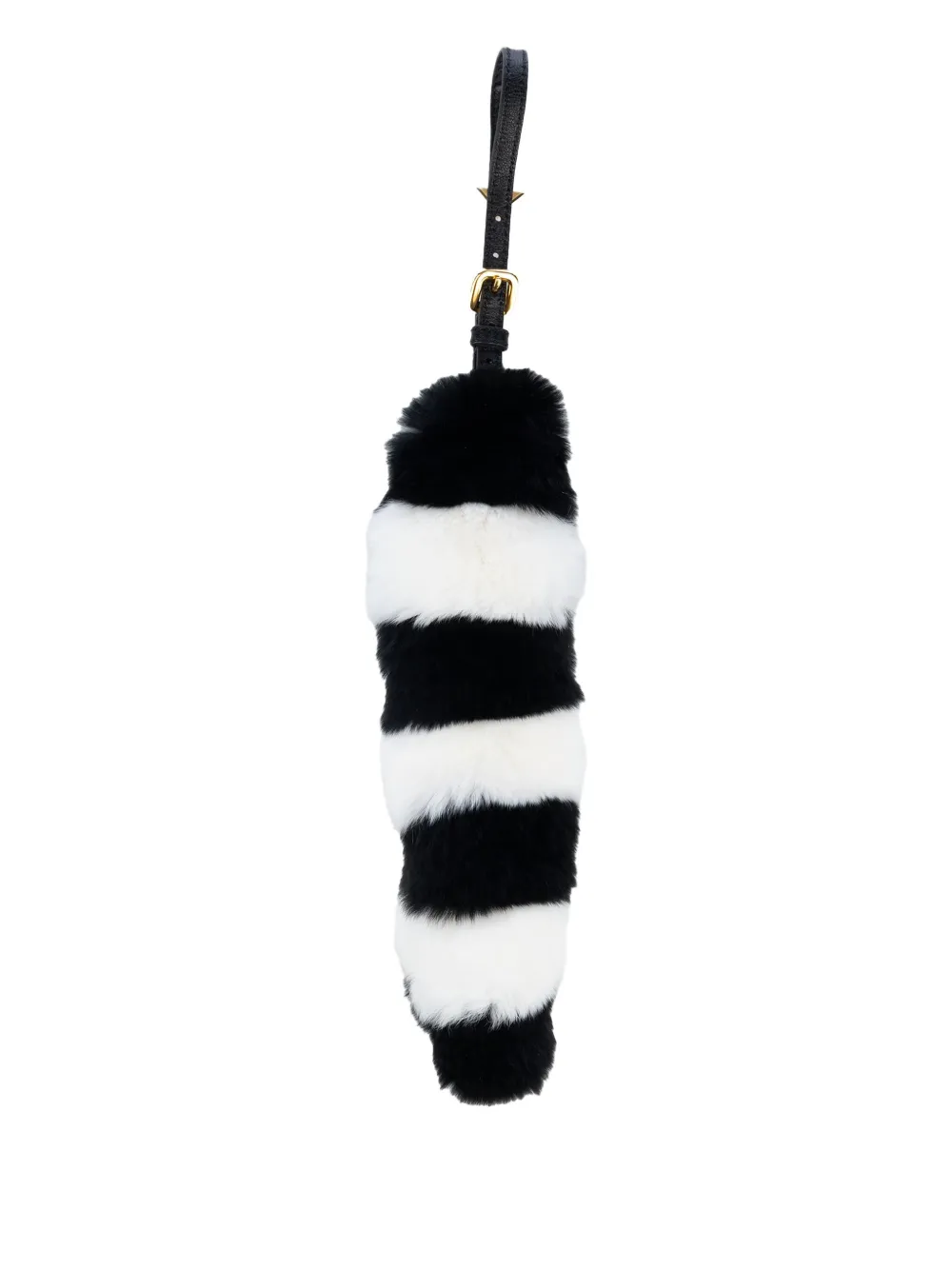 Prada striped faux-fur keyring Zwart